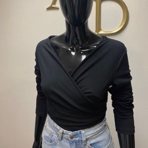 Beautiful Black Wrap Top Ready to Ship for Xmas